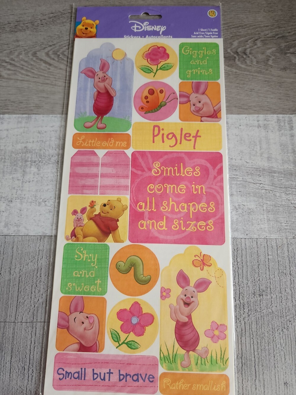 Disney Winnie the Pooh Piglet Scrapbook Stickers Large Sheet Sandylion New #47
